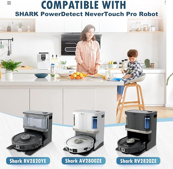 18 Pack Accessories for Shark AV2800ZE / RV2820YE / RV2820ZE Robot Vacuum & Mop Combo, 1 Brushroll, 3 Mop Pads, 3 HEPA Filters, 1 Pre-Filter, 6 Side Brushes, 1 Post-Motor Filters, 2 Pre-Motor Filters