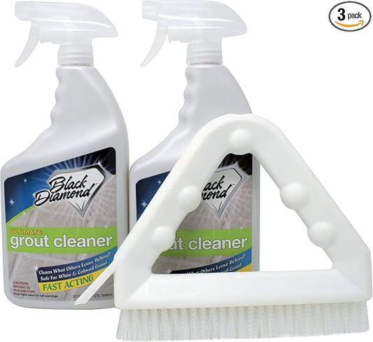 Ultimate Grout Cleaner for Tile Floors — Acid-Free Deep Cleaner Removes Grease, Dirt & Soap Scum Without Damaging Grout — Safe for Marble and All Natural Stone (2-QTS W Brush)