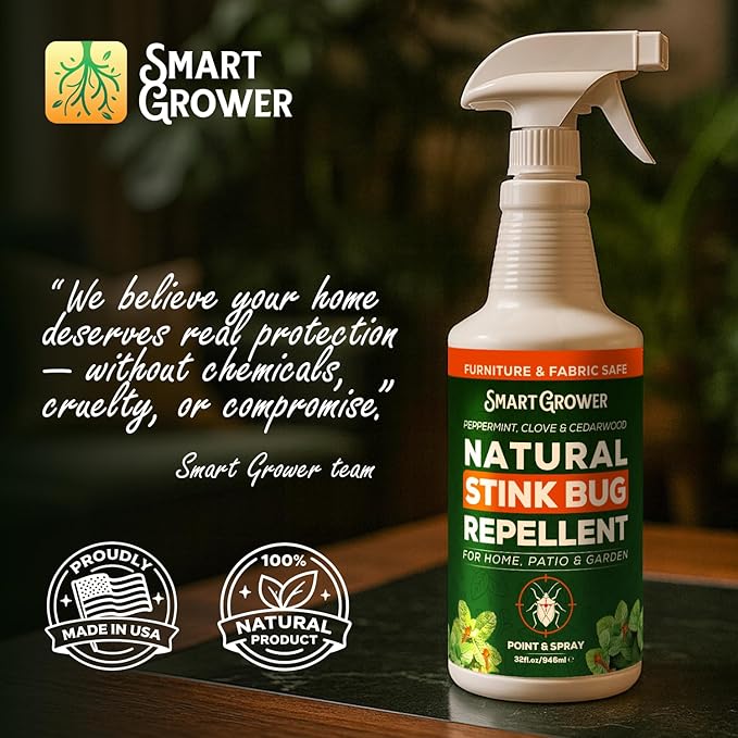 Natural Stink Bug Spray & Repellent for Indoor & Outdoor Use – Plant-Based Stink Bug Eliminator with Essential Oils, Stain-Free on Fabric, Pet & Family Friendly, 32 oz Ready-to-Use