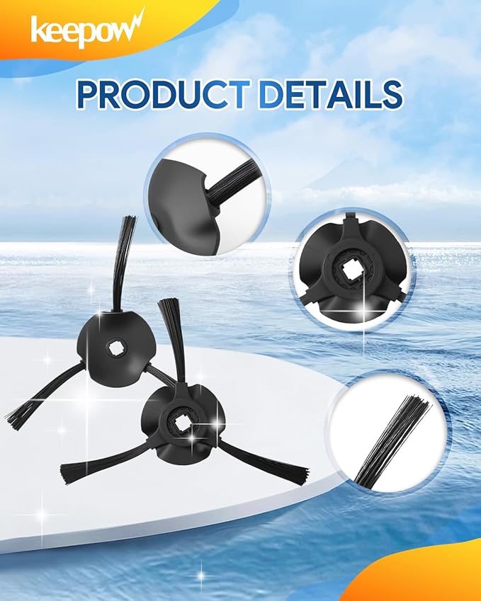 KEEPOW Side Brush for Shark AI AV2501S, AV2501AE, RV2502AE, RV2520AOUS, AV2510AOUS, RV2310, RV2310AE, AV2310, AV2310AE, RV2300, RV2300S, RV2320S Robot Vacuum Cleaner Replacement Parts, 8 Pack