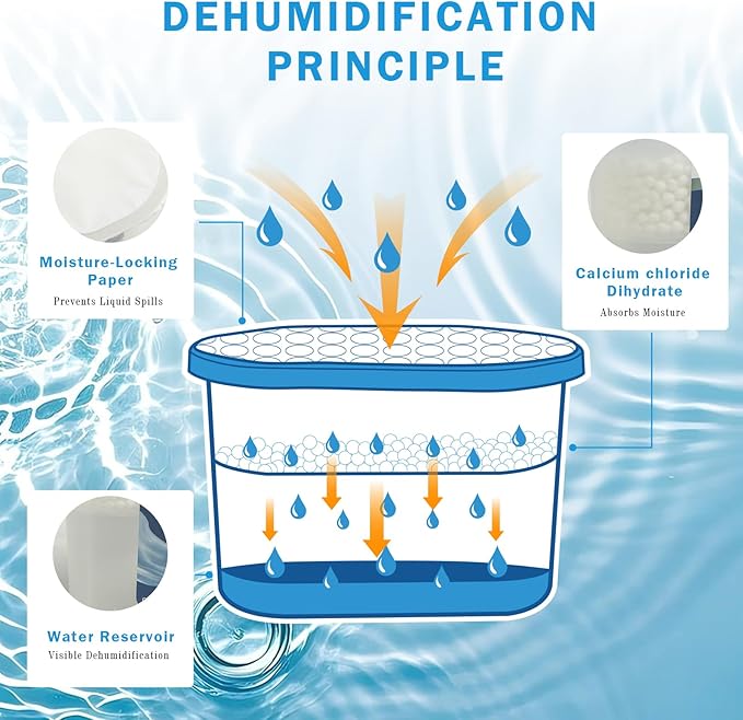 12-Pack Moisture Absorber, 9.8 oz (277g), Traps Moisture & Humidity, Portable Dehumidifier for Closets, Bathrooms, Toilets, Study Rooms, RVs, Basements