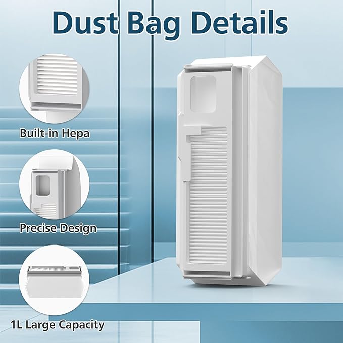 8 Pack Dust Bags for Narwal Freo Pro | Freo X Ultra | Freo X Plus Robot Vacuum, 1L Capacity Disposable Dust Bag Replacement with Built-in Hepa Fil-ter