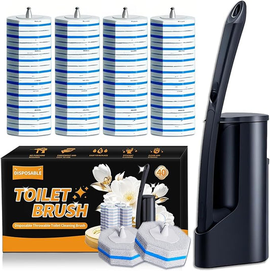 Disposable Toilet Brush - Toilet Bowl Cleaner, Toilet Cleaning Supplies, Toilet Brush with Holder, Toilet Bowl Cleaner Wands竊?0 Refills for Toilet Cleaning and Hygienic Bathroom Maintenance
