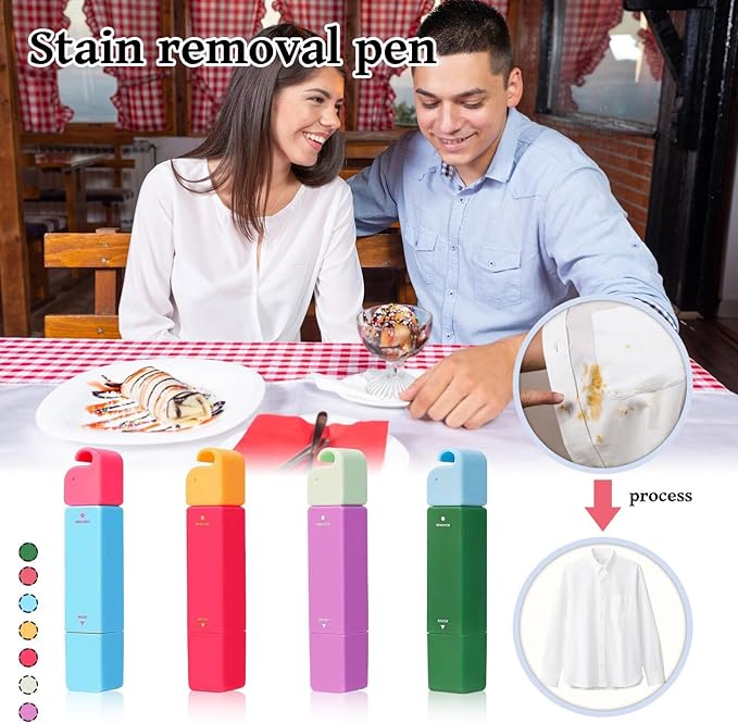 Portable Instant Stain Remover Pen,3-Second Stain Remover Pen for Clothes,Water Free Clean,Double Head Instant Treater Sticks With Lanyard,Travel & Pocket-Sized (2, Red)