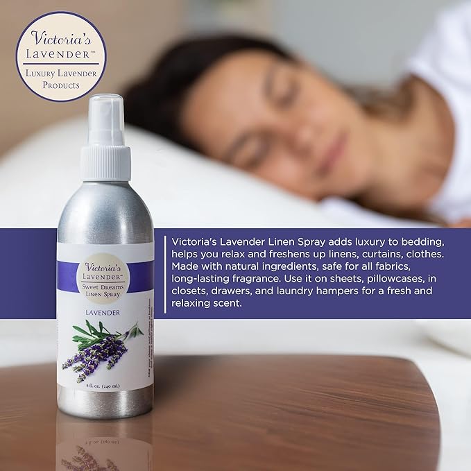 Victoria's Lavender Linen Spray - Aromatherapy Pillow Mist & Linen Spray for Bedding, Soothing Lavender Essential Oil Pure Blend for Bed & Pillows, Relaxing, Handmade in the USA - 3 Pack, 8 oz