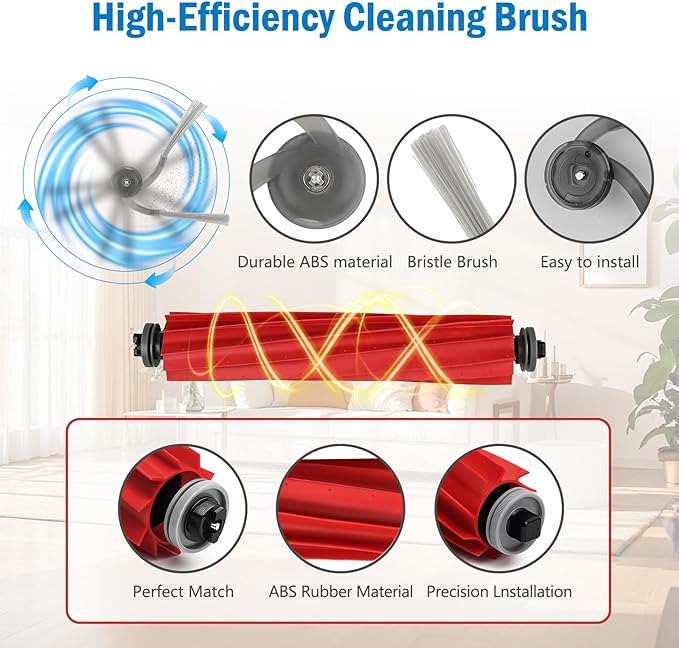 QV 35A accessories, QV 35S replacement Kit for Roborock QV 35A/QV 35S/QR 598/QR 798 Robot Vacuum Replacement Parts, 1 Main Brush, 6 Mop Pads, 6 Dust Bags, 6 Filters, 6 Side Brushes, 2 cleaning