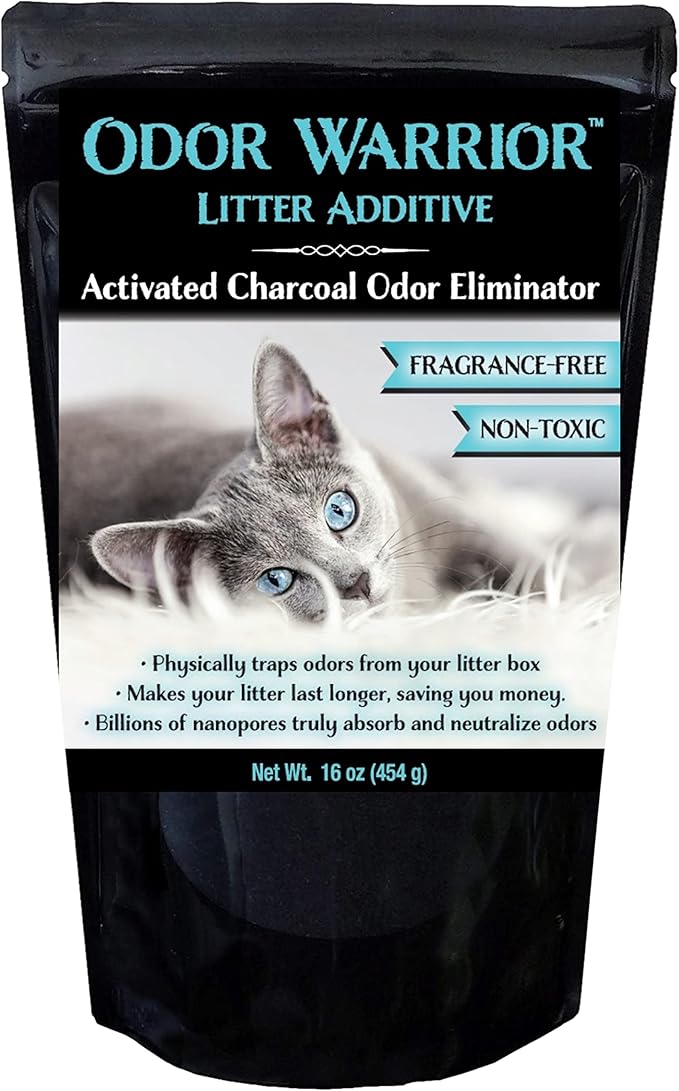 Sapphire Labs Odor Warrior Cat Litter Deodorizer | Cat Litter Odor Control with Ultra Absorbing Activated Charcoal | Extend The Life of Your Kitty Litter with a Truly Fragrance Free Litter Solution