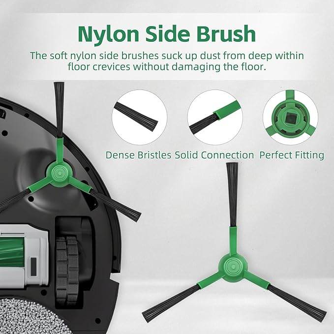 Replacement Parts for iRobot Roomba Plus 405/505 / 507 Combo Robot Vacuum, 1 Main Brush, 4 Side Brushes, 2 Hepa Filters, 4 Mop Pads, 2 Dust Bags (14 Pack)