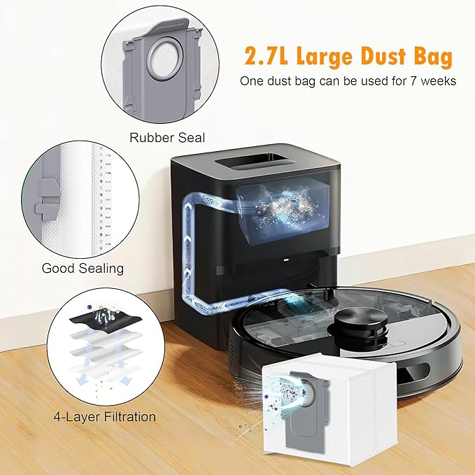 26 Pack Replacement Accessories for Roborock Q7 M5 / Q7 M5+ / Q7 L5 / Q7 L5+ Robot Vacuum Cleaner, 2 Main Brush 6 Side Brush 4 HEPA Filter 6 Mop Pads 6 Dust Bags 1 Cleaning Brush 1 Screwdriver