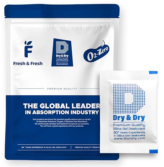 Dry & Dry 5 Gram [500 Packets] Silica Gel Packets Silica Gel Desiccants, Silica Gel Packs - Rechargeable Moisture Absorbers for Food Storage, Electronics, 3D Filament & Safes