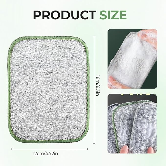 Multipurpose Wire Dishwashing Cloth, 2025 Upgraded Double-Sided Cleaning Cloth, Silver Stainless Steel Cloth and Multi-Layer Cotton Thread, Metal Scrubbing Pads Sponge Cloths for Home Kitchen (5)