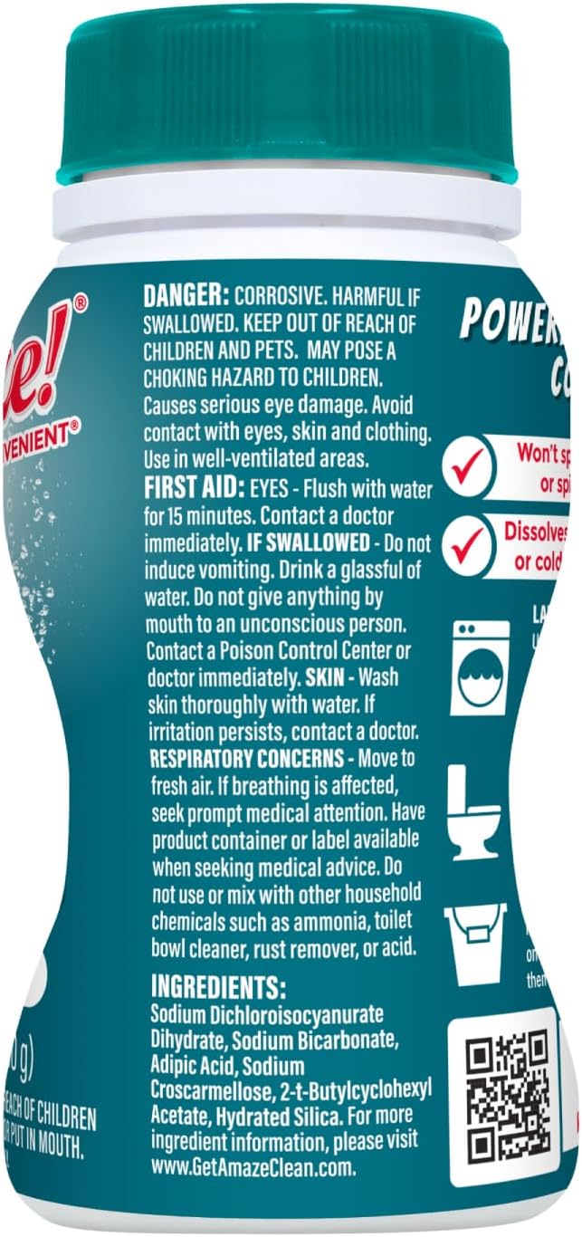 AMAZE Ultra Concentrated Bleach Tablets [6 bottles] - Meadow Scent - for Laundry, Toilet, and Multipurpose Home Cleaning. No Splash Liquid Bleach Alternative
