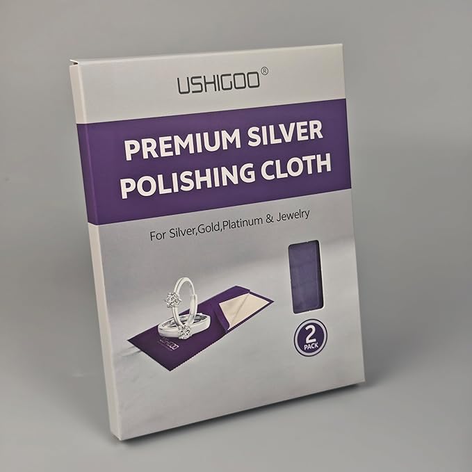 Jewelry Cleaning & Polishing Cloth,2Pcs Sterling Silver Gold Platinum Tarnish Remover,Non-Toxic Eco Friendly,Jewelry Cleaner Cloth for Ring,Earring,Watch and Coins Care