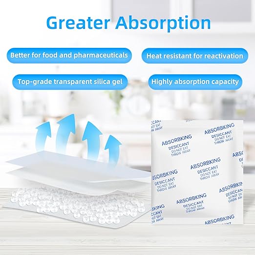 Desiccant Packs for Storage – 10 Gram 80 Packs Moisture Absorbers for Food Storage, Food Grade Silica Gel Packets, Premium Desiccant for Foods, Electronics, Jewelry, Tools, Safe
