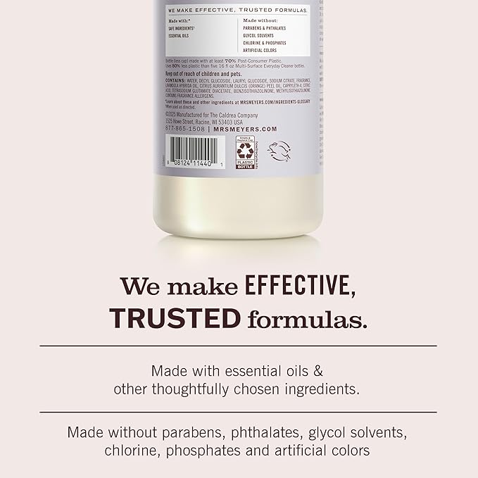 MRS. MEYER'S CLEAN DAY Multi-Surface Everyday Concentrate, Lavender Scent, 32 Fl Oz Bottle - 2 Pack