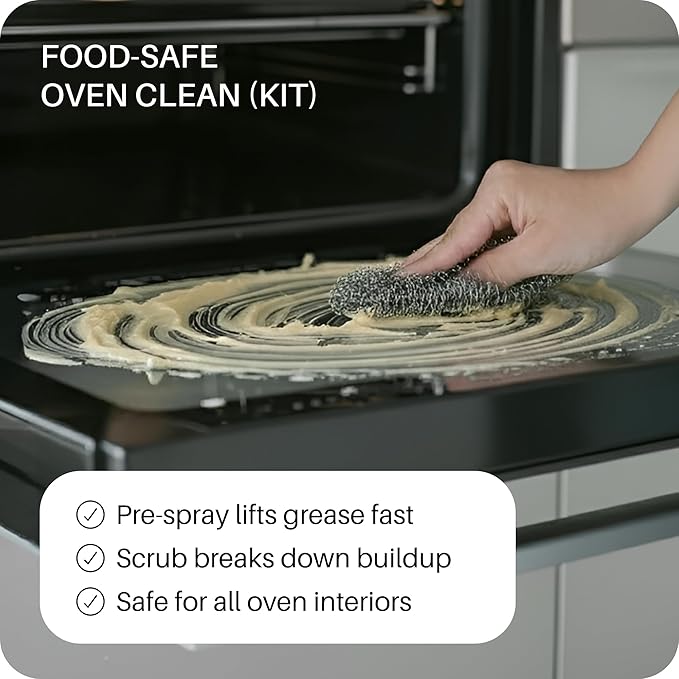 Everneat Oven Cleaning Kit: Natural Oven Cleaner and Kitchen Cleaner | Heavy Duty Oven Cleaner & Oven Rack Cleaner Kit | Fume-free & Safe to Clean All Ovens (Lift) | Refillable Plastic Jar & Bottle