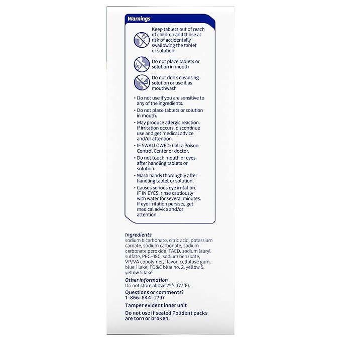 Polident Overnight Whitening Antibacterial Dental Appliance Cleanser Tablets, Mouthguard Cleaning Tablets, 60 Count