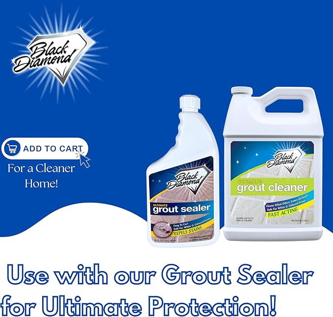 Black Diamond Stoneworks Ultimate Grout Cleaner for Tile Floors — Acid-Free Deep Cleaner Removes Grease, Dirt & Soap Scum Without Damaging Grout — Safe for Marble and All Natural Stone (4-Gallons)