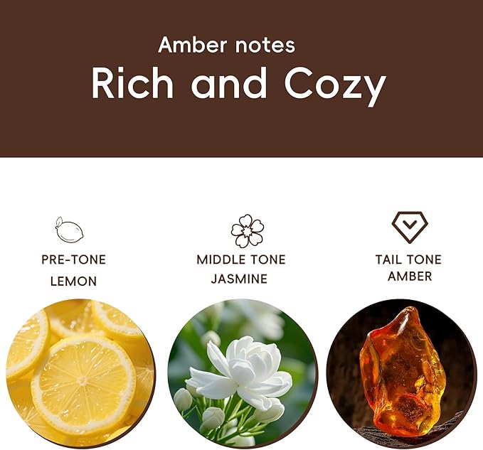 Car Air Freshener Natural Essential Oil Scent, Odor Eliminator and Purifier, Vent Clip Air Freshener for Car (Refill - 3 Pack - Pure Amber)