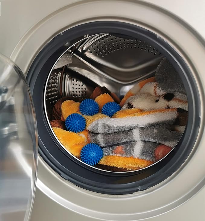 Laundry Dryer Balls - 6 Pack Reusable Fabric Softener Alternative (Blue)