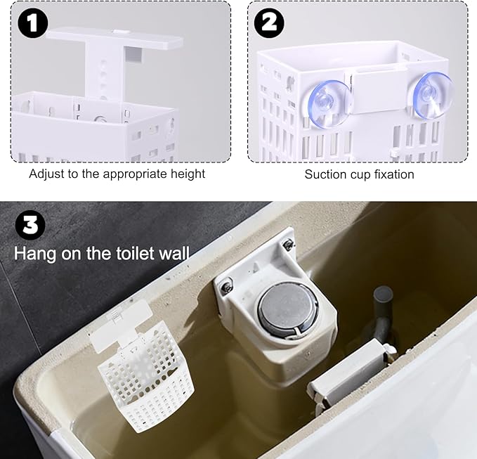 Toilet Tank Cleaning Tablet Holder, Hanging Holder with Adjustable Hook to Hang Toilet Cleaner Box, Can Collect Residue Inside the toilet, White