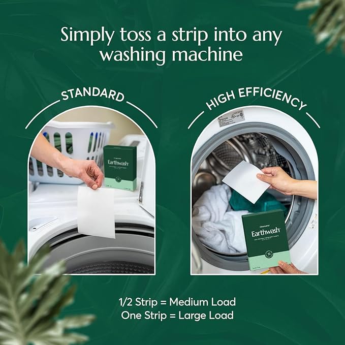 Earthwash Laundry Detergent Strips Scent-Free Hypoallergenic - Ideal for Travel & Home - 160 Strips