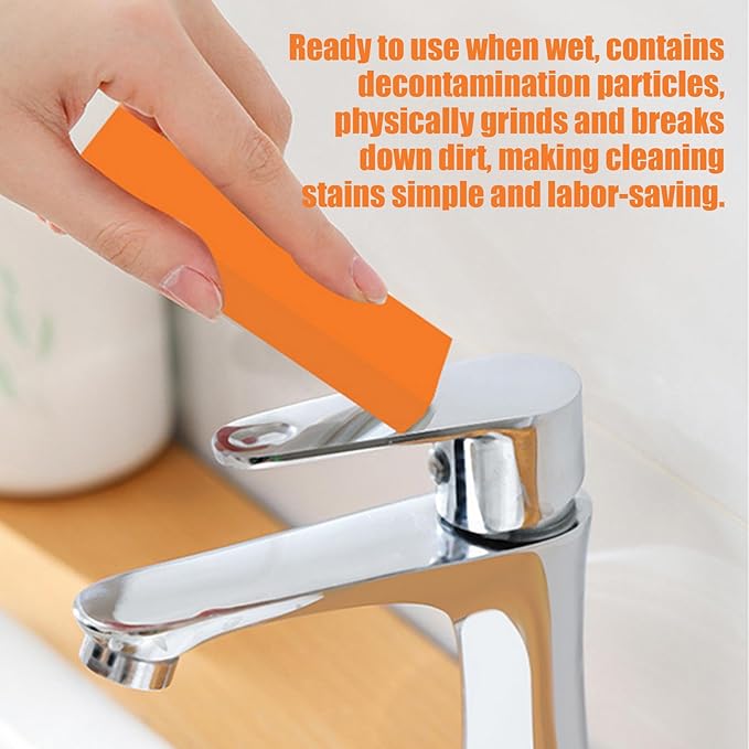 Rust Remover Metal – Stainless Steel Rubber Scratch Eraser, Orange Decontamination Artifact Tool | Shower Head Tableware Sink Cookware Kettle Accessories Cleaning Gear for Travel Home Kitchen
