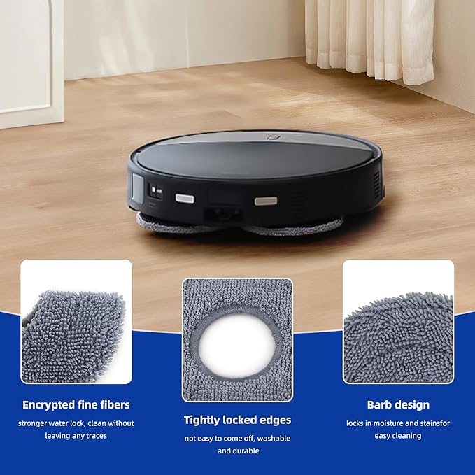 VIEWALL 8 Pack Microfiber Mop Pads for Roborock Saros 10R/20/Qrevo CurvX/S5V/QV 35A/35S/QX Revo/Qrevo S/Plus/Pro/Master/Slim/Qrevo Curv/Edge Vacuum Cleaner, Washable Mop Cloth Replacement Accessories