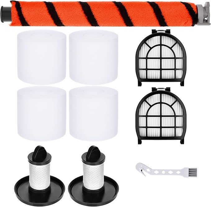 Filter Replacement for Shark LZ602 LZ601 LZ600 LZ602C QU602 QU603 APEX UpLight Lift-Away DuoClean Vacuum, 2 HEPA + 2 Pre + 4 Foam Filters, 1 Brush Roll, Part #XFFLZ600 & XHFFC600 & 145FC600