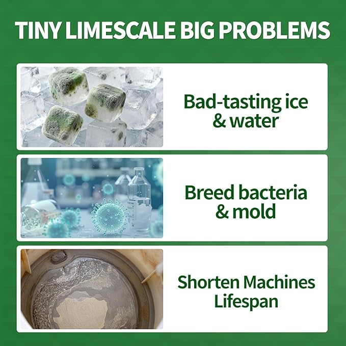 Multi-Purpose Descaler and Cleaner Powder (40-Uses) for Ice Maker Machine, Kettle, Tumbler, Bottles, Coffee Machine, Faucets, Shower Head, Limescale and Build-Up Remover, 20*0.35 oz (2 Packs)