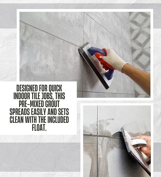 SimpleGrout Indoor White Grout 1 qt Bundle with QEP Rubber Grout Float – Premixed Tile Grouts for Shower, Mosaic, and Floor Repairs – Gift Set (2 Items)