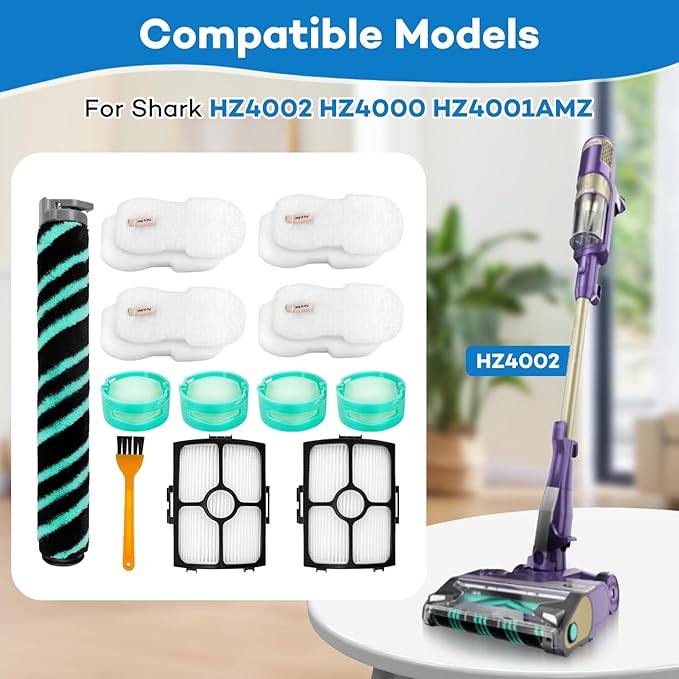 HZ4002 Replacement Parts Kit for Shark Power Detect Upright Vacuum HZ4002 HZ4000 HZ4001AMZ - 1 Roller Brush, 2 HEPA Filters, 4 Filter Cotton, 4 Aroma, 1 Cleaning Brush