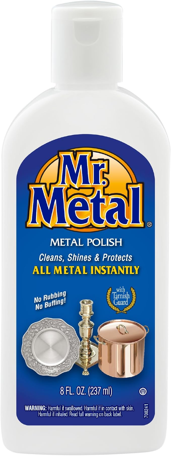 Mr. Metal Metal Polish Liquid All Metal Multipurpose Cleaner, Non-Abrasive, Instant Sterling Silver Cleaner, Brass and Stainless Steel Cleaner, Grime and Tarnish Remover, Chrome Silver Polish, 8 oz