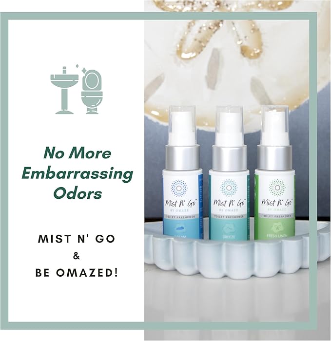 Mist N’ Go by Omaze Travel Bathroom Spray for Toilet Spray Odor Eliminator - Travel Toilet Spray for Bathroom Air Freshener Spray for Bathroom Deodorizer - Dream Travel Size (1oz x2)