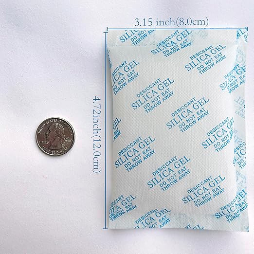 50 Gram 10 Packs Silica Gel Packets - Desiccant Packs for Storage, Food Safe Desiccant for Safes Moisture Control for Foods, Seeds, Electronics