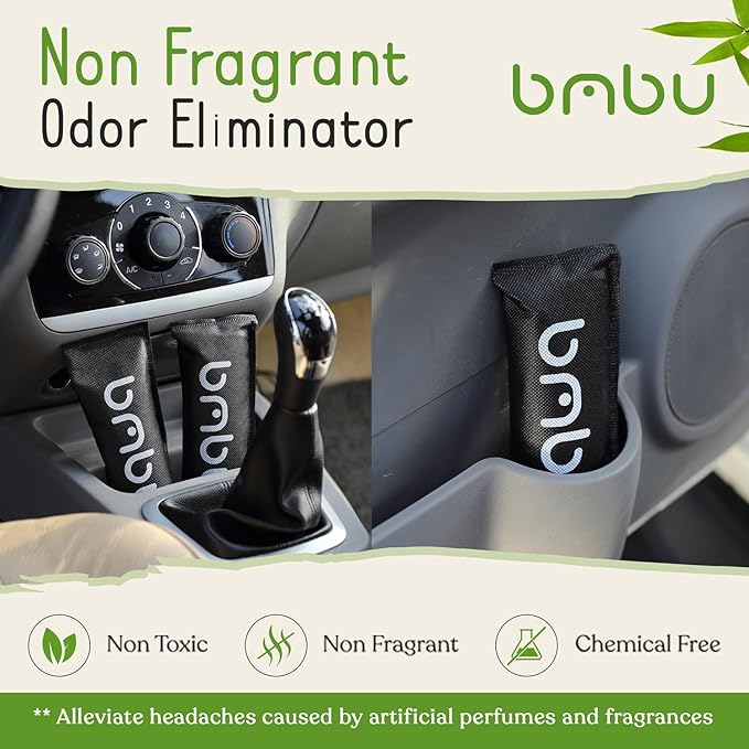 bmbu Charcoal Shoe Deodorizers - Activated Natural Bamboo Air Purifying Bag Insert for Sneakers Oder Eliminator Mini Bags -Absorber/Freshener for Gym Bag,Drawer,Closet,Car,Home, Cat Litter