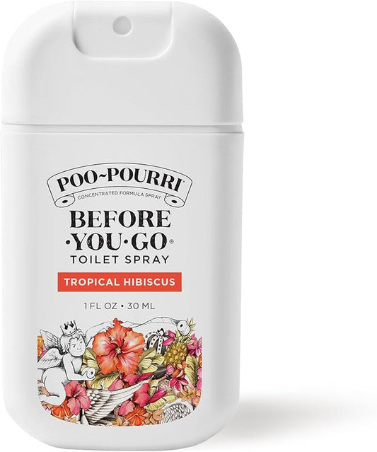 Poo-Pourri Before-You-Go Pocket Toilet Spray, Travel Essentials, Tropical Hibiscus, 1 Fl Oz, Up to 50 Uses, On-The-Go Bathroom Odor Deodorizer with Essential Oils, TSA Approved Size, Hibiscus, Apricot