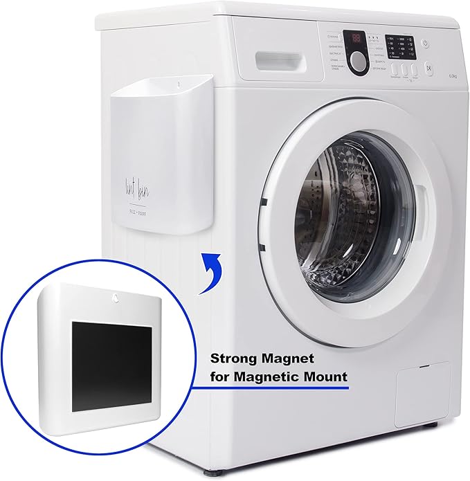 Magnetic Lint Bin for Laundry Room Organization and Storage (2 Piece Set), Waste Holder and Storage Decor, Saves Space with Magnet Mount onto Dryer or Wall Mount Options