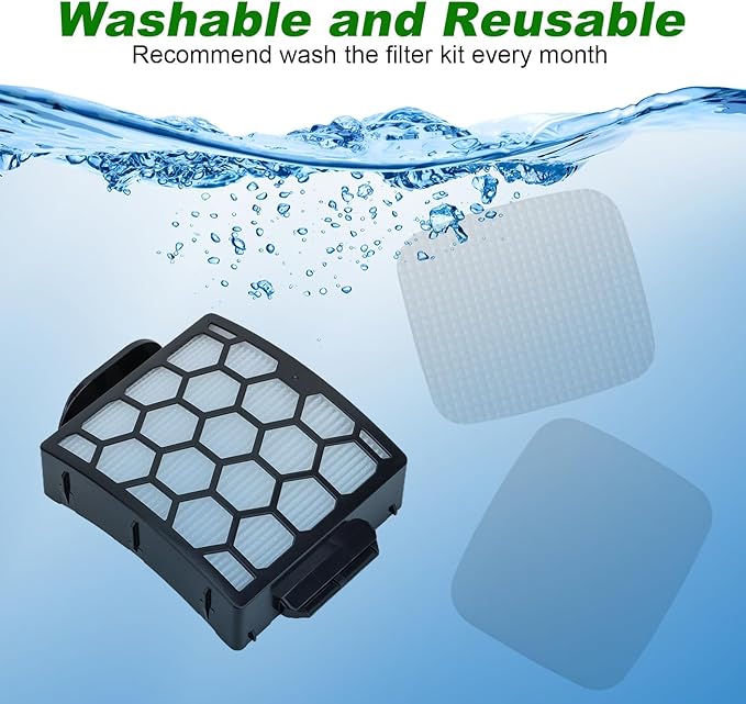 Vacuum Filters Replacement for Shark LA300 LA301 LA322 LA351 LA500 LA502 LA555 LA360 LA362 LA401 LA455 LA702 Rotator Lift-Away ADV DuoClean PowerFins Upright Vacuum 1 HEPA 2 Foam 2 Faux Felt Filters