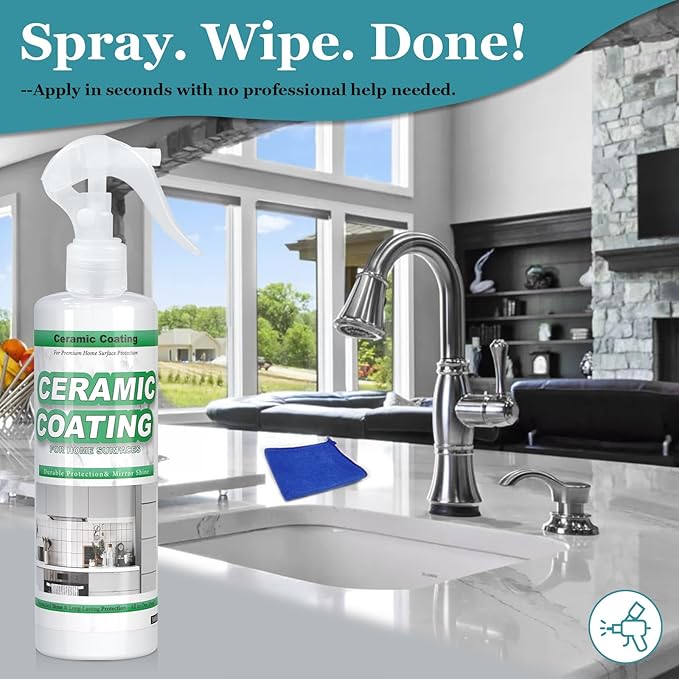 Stainless Steel Coating, 256ML Ceramic Coating for Stainless Steel, Anti Fingerprint Spray, Cerami Coat for Appliances, Stain Resistant, for Appliances, Glass, Tile