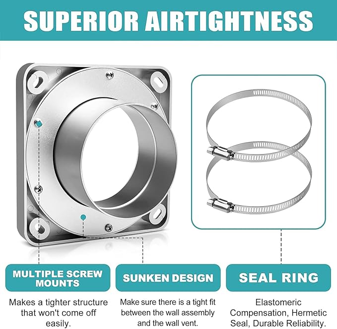 Dryer Vent Cleaner Kit, 4 Inch Magnetic Connector Aluminum Flexible Hose Dryer Vent Vacuum Attachment with Quick Connect Seal Dryers Lint Cleaner for Laundry Room Duct Use
