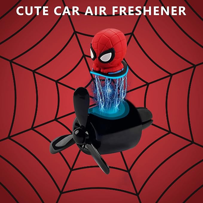 2pcs Car Air Fresheners Cartoon Cute Bear Pilot Automotive Air Outlet Propeller Car Diffuser Creative Car Perfume Decoration for Car Vent Clips with 8 Fragrant Tablets for Women Men (Bear + Hero)