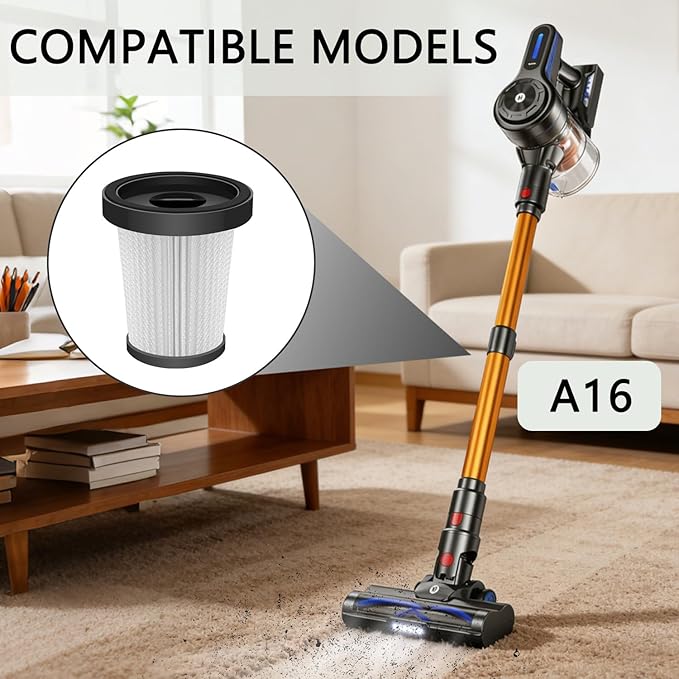 A16 Hepa Filter Replacement Compatible with CHEBIO A16 Cordless Stick Vacuum Cleaner-4Pack