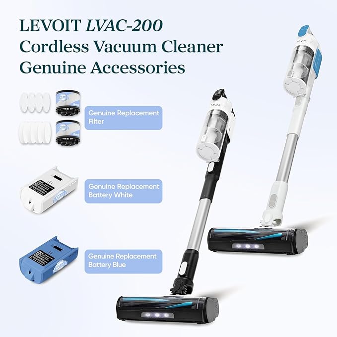 LEVOIT LVAC-200 Vacuum Cleaner Replacement Filter, 4 Pre-Motor Filters 2 Post-Motor Filters, White