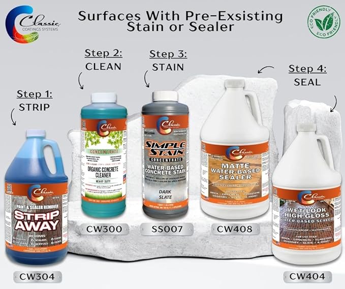 Classic Coatings | Eco Concrete Cleaner Concentrate | Indoor/Outdoor | Environmentally Safe, Non-Toxic, Easy to Use | Cleans Concrete, Driveways, Garage Floors, Stone, Bricks & More