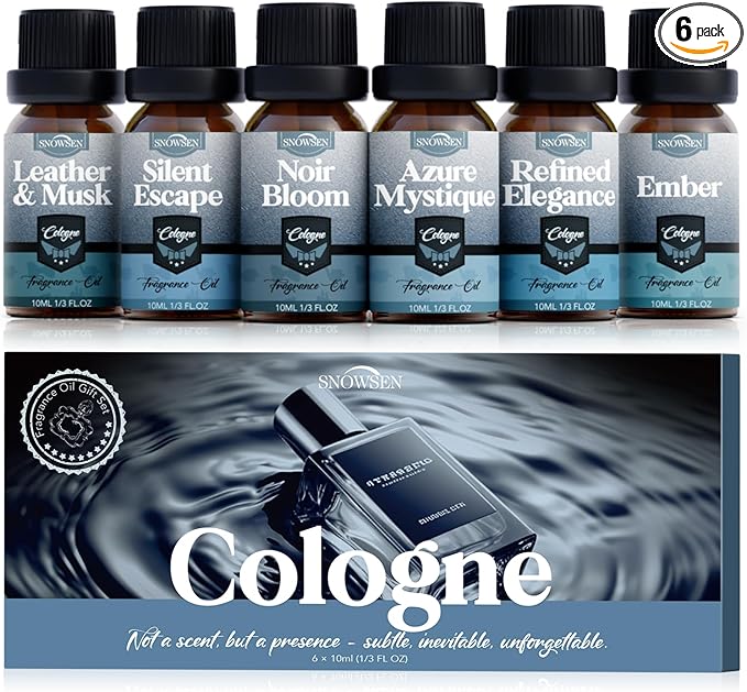 Cologne Essential Oil Set, Essential Oils Blends for Diffusers for Home, Candle Scents for Candle Making, Diffuser Oil Gift Set for Men & Women, Fragrance Oils for Aromatherapy