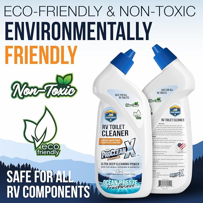 RV Toilet Bowl Cleaner ProClean X™ Formula | Enzyme & Probiotic Powered | Safe for RV Toilets, Holding Tanks & Sensors | Eliminates Odors, Removes Stains | Eco-Friendly