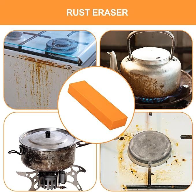 Rust Remover Metal – Stainless Steel Rubber Scratch Eraser, Orange Decontamination Artifact Tool | Shower Head Tableware Sink Cookware Kettle Accessories Cleaning Gear for Travel Home Kitchen