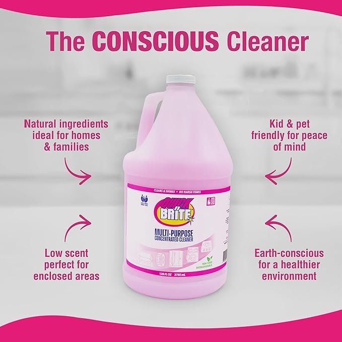 Quick 'n Brite Liquid Cleaner, True All Purpose Cleaner, 128 oz Cleaning Concentrate