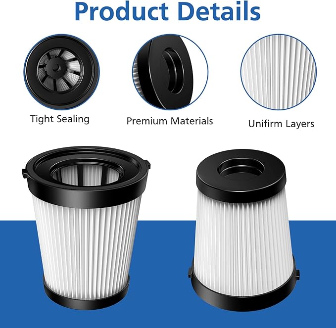 6 Pack FSV001 HEPA Filter Compatible with Fabuletta FSV101, FSV001, Girnoor G160&G165, Afoddon A300, Lubluelu 202, Oraimo OSV-102/225A, Besswin W26 Cordless Stick Vacuum Cleaners, Nequare Vacuum S181